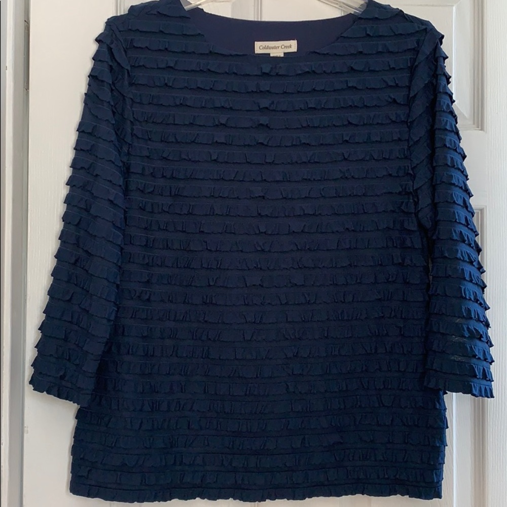 Navy blue ruffle top
